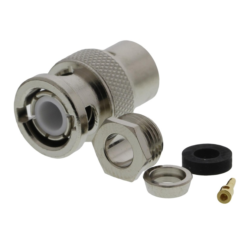 1 pcs - Telegartner, Plug Cable Mount BNC Connector, 50Ω, Clamp Termination, Straight Body