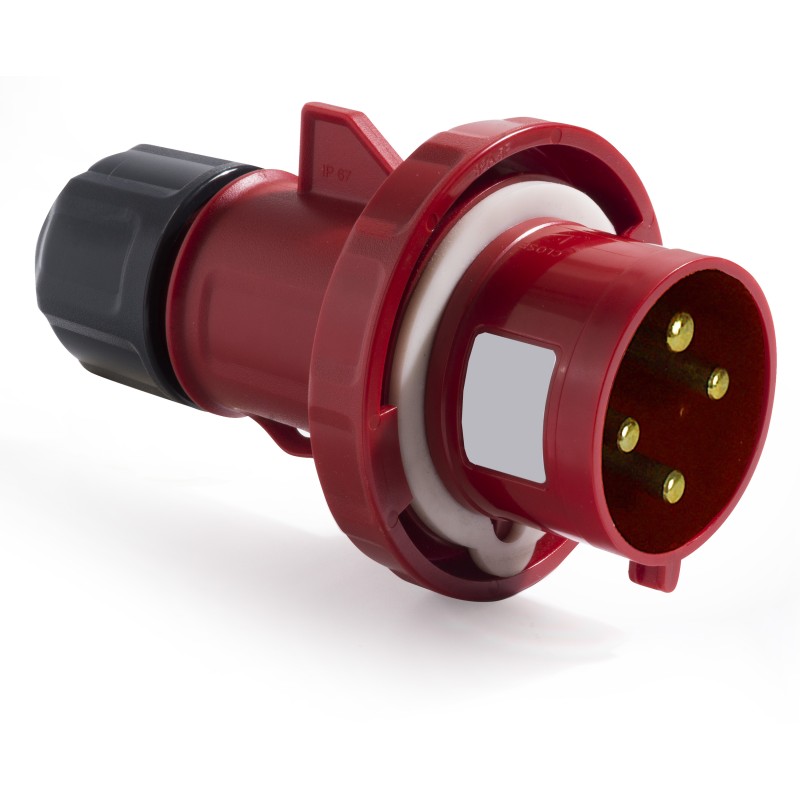 1 pcs - RS PRO IP67 Red Cable Mount 3P + E Industrial Power Plug, Rated At 32A, 380 - 415 V