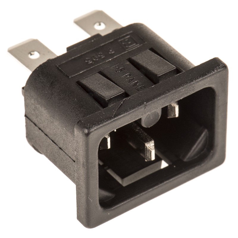 1 pcs - Bulgin C16 Snap-In IEC Connector Male, 10A, 250 V
