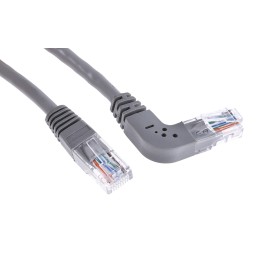 1 pcs - RS PRO Cat5e Straight Male RJ45 to Right Angle Male RJ45 Ethernet Cable, U/UTP, Grey PVC Sheath, 2m