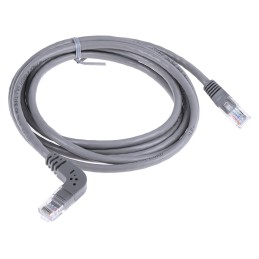 1 pcs - RS PRO Cat5e Straight Male RJ45 to Right Angle Male RJ45 Ethernet Cable, U/UTP, Grey PVC Sheath, 2m