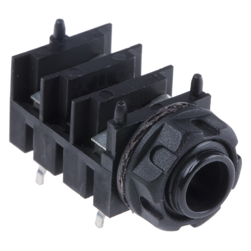 1 pcs - RS PRO Jack Connector 6.35 mm PCB Mount Stereo Socket, 2Pole 5A