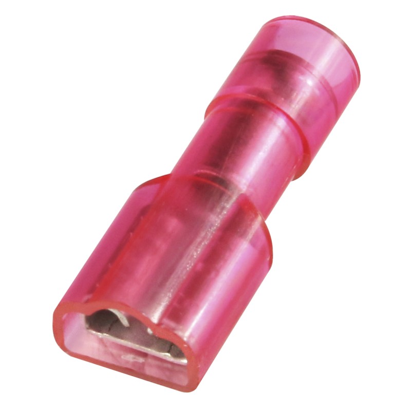 100 pcs - RS PRO Red Insulated Female Spade Connector, Receptacle, 0.5 x 4.75mm Tab Size, 0.5mm² to 1.5mm²