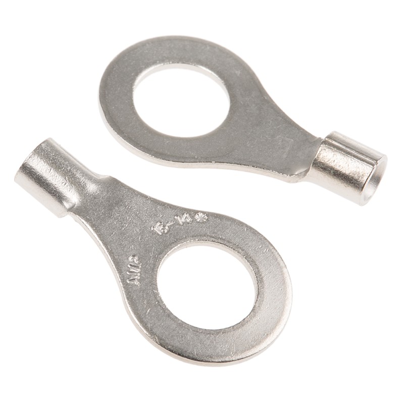 10 pcs - TE Connectivity, STRATO-THERM Uninsulated Ring Terminal, M6 Stud Size, 1mm² to 2.6mm² Wire Size