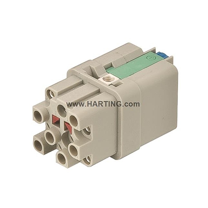 1 pcs - HARTING Heavy Duty Power Connector Insert, 10A, Female, Han Q Series, 12 Contacts