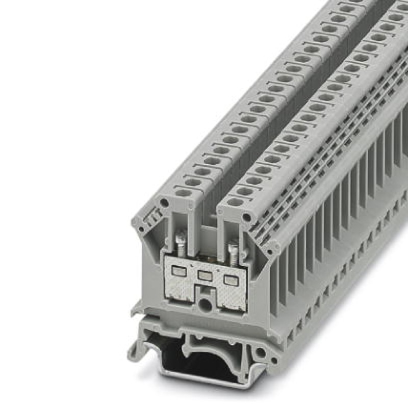 1 pcs - Phoenix Contact UK 4 Series Grey Feed Through Terminal Block, Single-Level, Screw Termination