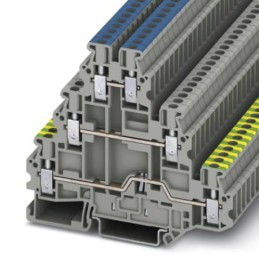 1 pcs - Phoenix Contact UT 2.5-PE/L/N Series Grey DIN Rail Terminal Block, 2.5mm², Triple-Level, Screw Termination