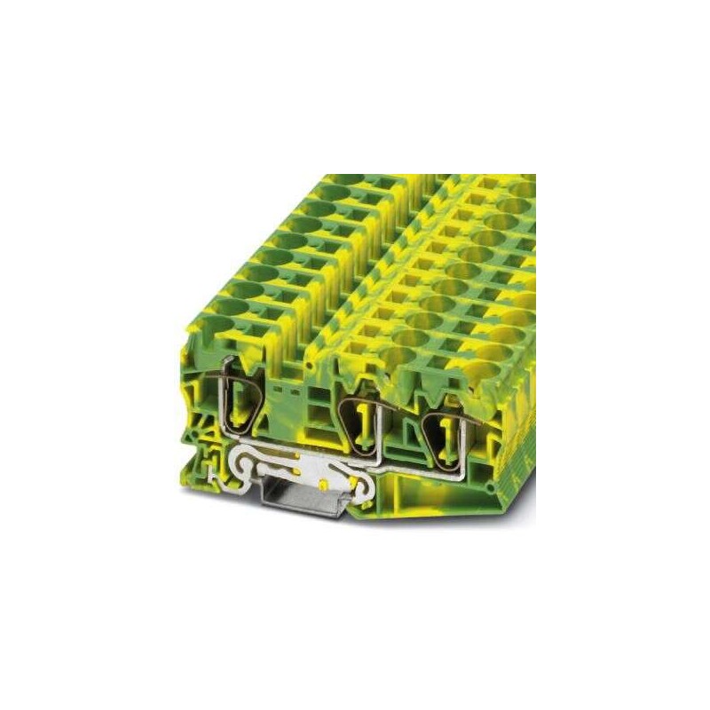 25 pcs - Phoenix Contact ST Series ST 16-TWIN-PE Earth Block, 3-Way, 76A, 24 - 4 AWG Wire, Spring Cage Termination