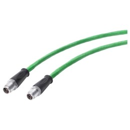 1 pcs - Siemens Cat7 Male M12 to M12 Ethernet Cable, Aluminium Foil, Tinned Copper Braid, Green, 30m