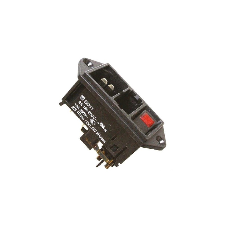 1 pcs - Schurter C14 Panel Mount IEC Connector Male, 10A, 250 V, Fuse Size 5 x 20mm