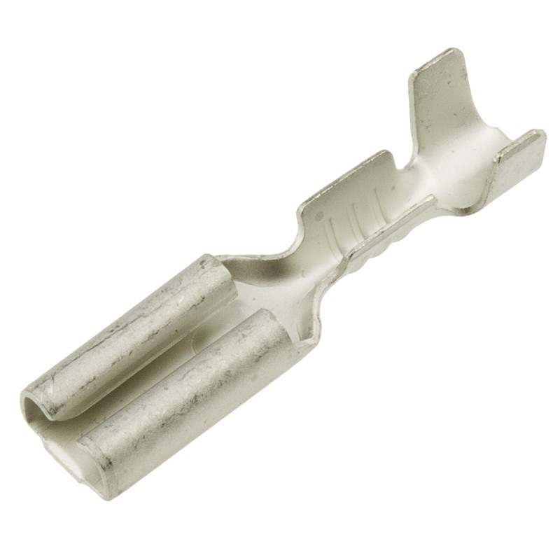 100 pcs - TE Connectivity FASTON .110 Uninsulated Female Spade Connector, Receptacle, 2.79mm Tab Size, 0.2mm² to 0.6mm²