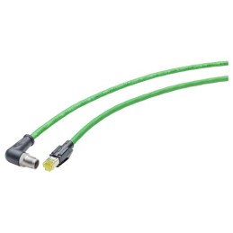 1 pcs - Siemens Cat6a Male M12 to RJ45 Ethernet Cable, Aluminium foil with a braided tin-plated copper wire screen, Green, 10m