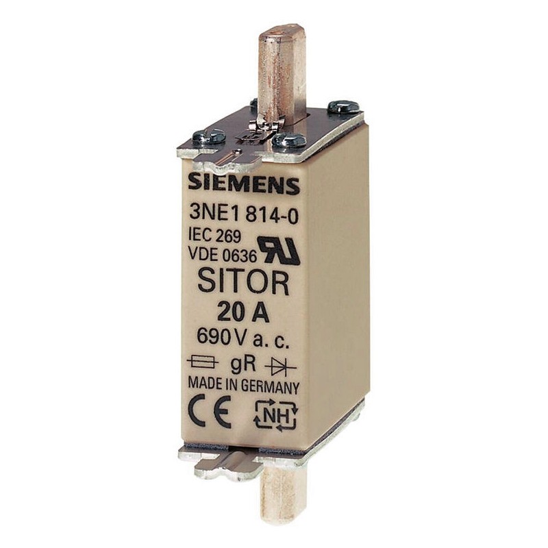 3 pcs - Siemens 16A Centred Tag Fuse, NH000, 690V ac