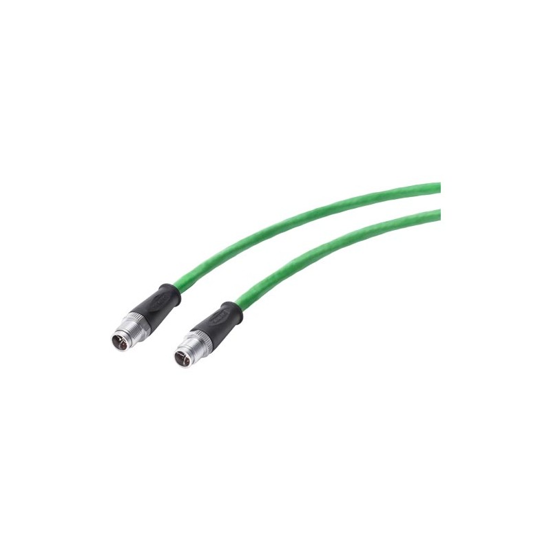 1 pcs - Siemens Cat7 Male M12 to M12 Ethernet Cable, Aluminium Foil, Tinned Copper Braid, Green, 10m