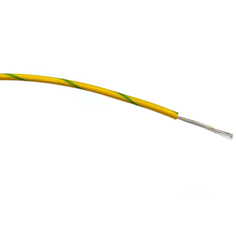500 pcs - RS PRO Green/Yellow 0.5 mm² Hook Up Wire, 20 AWG, 16/0.2 mm, 500m, PVC Insulation