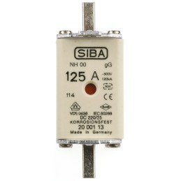 3 pcs - SIBA 125A NH Fuse, NH00, 500V ac