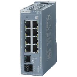 1 pcs - Siemens SCILANCE XB-200 Series DIN Rail Mount Ethernet Switch, 8 RJ45 Ports, 10/100Mbit/s Transmission, 24V dc