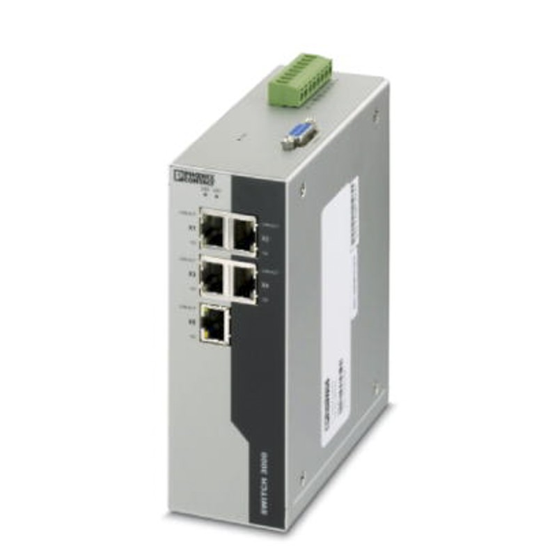 1 pcs - Phoenix Contact FL SWITCH 3005T Series DIN Rail Mount Ethernet Switch, 5 RJ45 Ports, 100Mbit/s Transmission, 24V dc