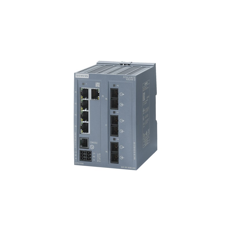 1 pcs - Siemens XB205 Series DIN Rail Mount Ethernet Switch, 5 RJ45 Ports, 10/100Mbit/s Transmission, 24V dc