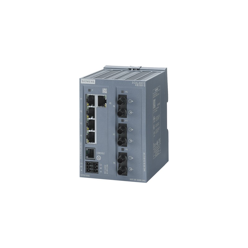 1 pcs - Siemens XB205 Series DIN Rail Mount Ethernet Switch, 5 RJ45 Ports, 10/100Mbit/s Transmission, 24V dc