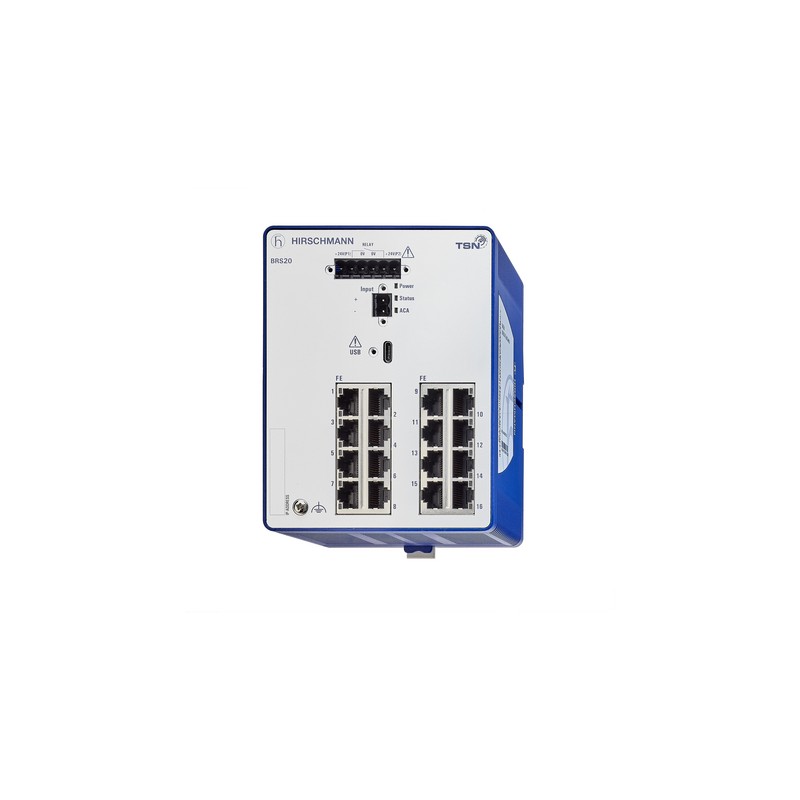 1 pcs - Hirschmann BOBCAT Series DIN Rail Mount Ethernet Switch, 16 RJ45 Ports, 1000 - 2500Mbit/s Transmission, 12 - 24V dc