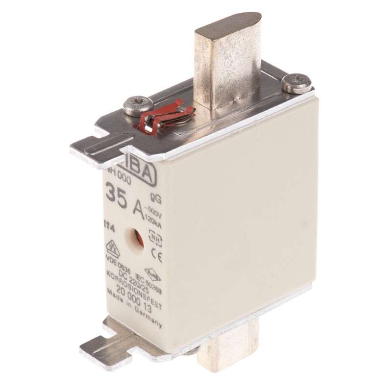 3 pcs - SIBA 35A Centred Tag Fuse, NH000, 500V ac