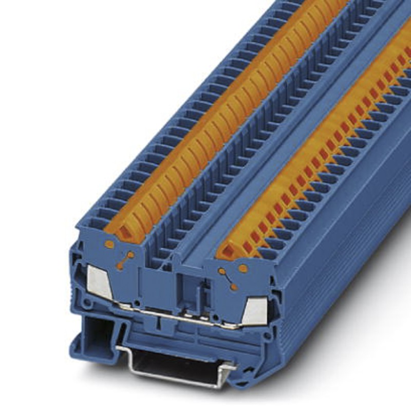 1 pcs - Phoenix Contact QTC 2.5 BU Series Blue Feed Through Terminal Block, 0.5 - 2.5mm², Single-Level, Quick Connect