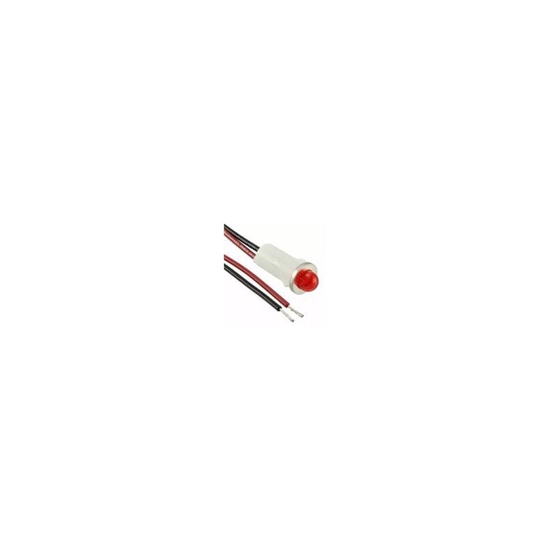 1 pcs : 1092M1-125VAC - LED Panel Mount Indicators PMI .5in. LED 125V Wire Small Dome Red