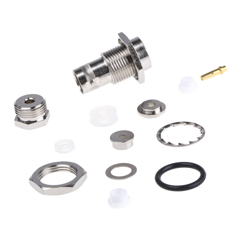 1 pcs - Telegartner, jack Panel Mount BNC Connector, 75Ω, Clamp Termination, Straight Body