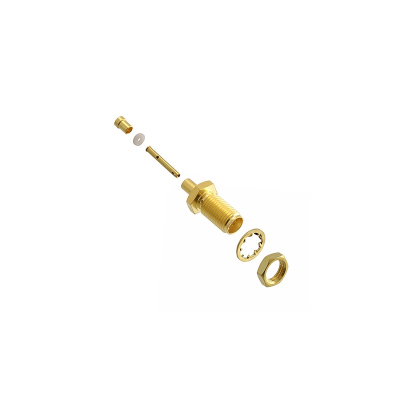 1 pcs - Cinch Connectors SMA Series, jack Panel Mount SMA Connector, 50Ω, Crimp Termination, Straight Body