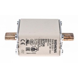 3 pcs - Siemens 80A Centred Tag Fuse, NH00, 690V ac