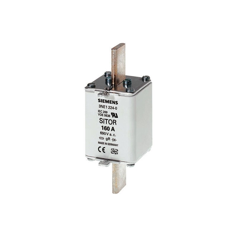 3 pcs - Siemens 125A Centred Tag Fuse, NH00, 690V ac