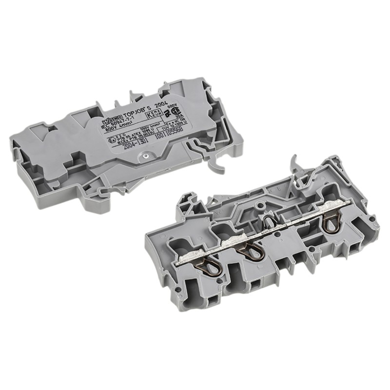 10 pcs - Wago TOPJOB S, 2004 Series Grey DIN Rail Terminal Block, 4mm², Single-Level, Push-In Cage Clamp Termination, ATEX, IEC