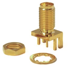 1 pcs - Mueller Electric, jack Edge Mount SMA Connector, 50Ω, Solder Termination, Straight Body