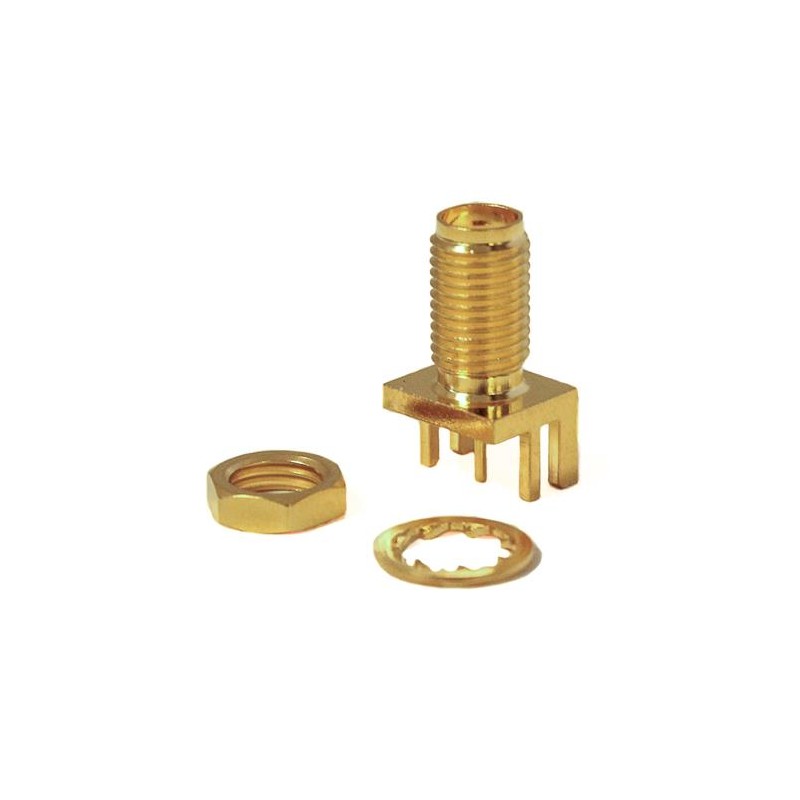 1 pcs - Mueller Electric, jack Edge Mount SMA Connector, 50Ω, Solder Termination, Straight Body