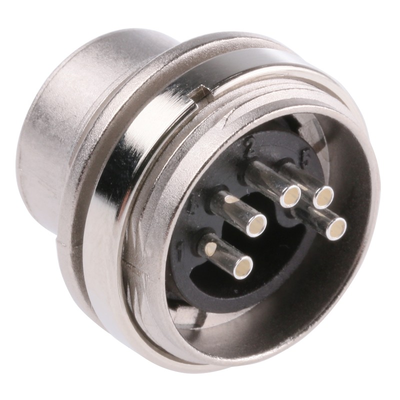 1 pcs - Amphenol Industrial, C 091 A 5 Pole M16 Din Plug, DIN 41524, 4A, 100 V IP40, Bayonet, Male, Panel Mount