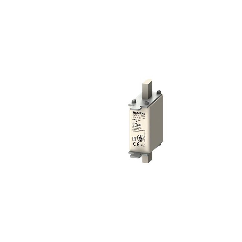 3 pcs - Siemens 160A Centred Tag Fuse, NH000, 500V