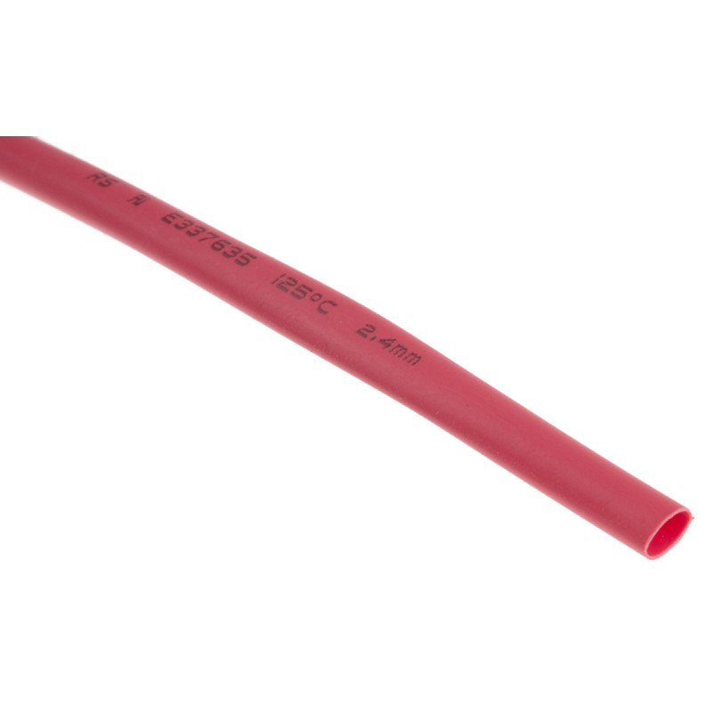 10 pcs - RS PRO Heat Shrink Tubing, Red 2.4mm Sleeve Dia. x 10m Length 2:1 Ratio