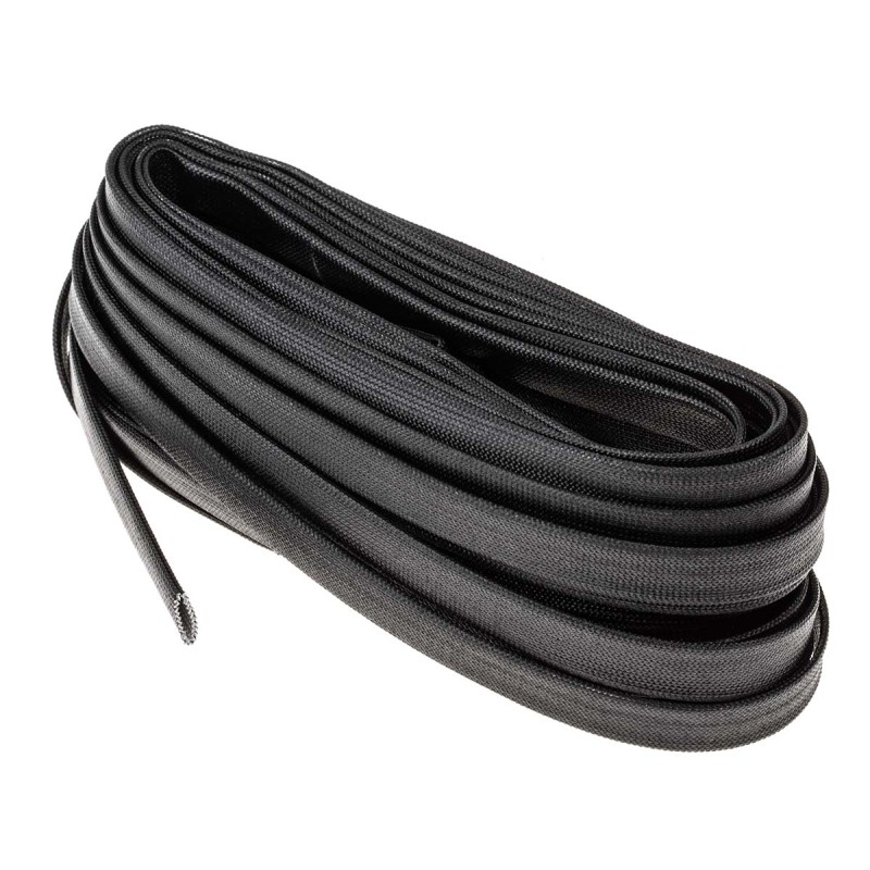 1 Pack of 2 - RS PRO Braided Acrylic Fibreglass Black Cable Sleeve, 6mm Diameter, 5m Length