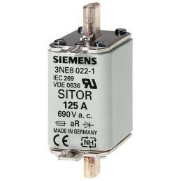 3 pcs - Siemens 100A Centred Tag Fuse, NH00, 690V