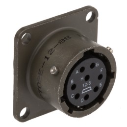 1 pcs - Amphenol Industrial, PT 8 Way Panel Mount MIL Spec Circular Connector Receptacle, Socket Contacts,Shell Size 12,
