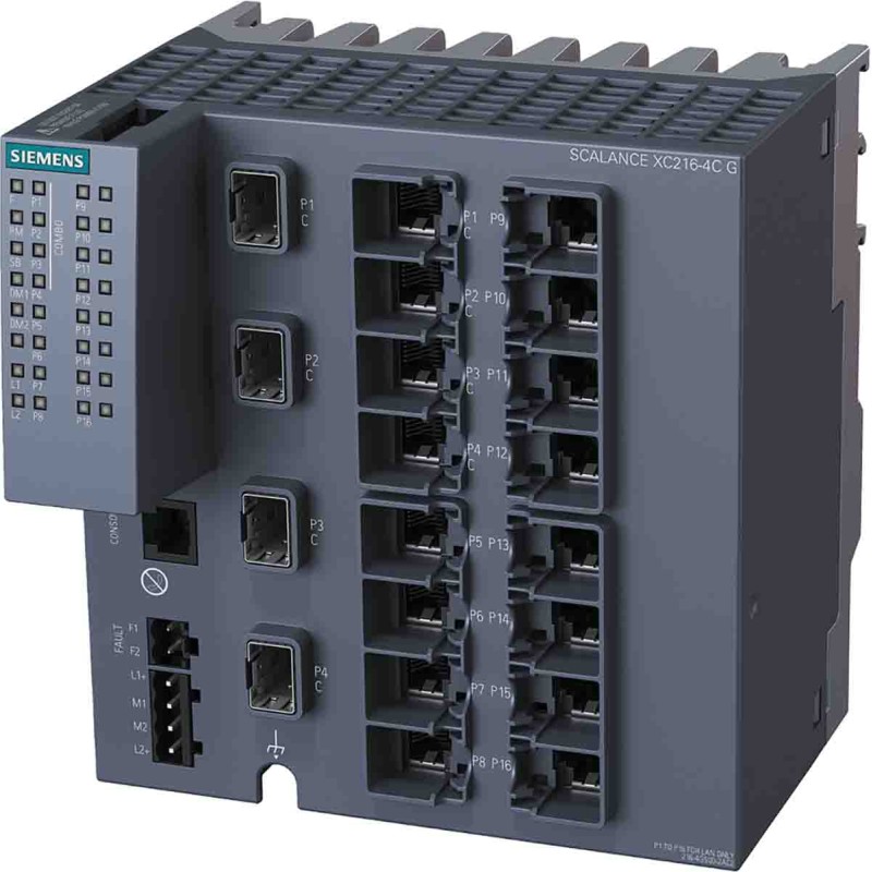 1 pcs - Siemens DIN Rail Mount Ethernet Switch, 16 RJ45 Ports, 10/100/1000Mbit/s Transmission, 24V dc