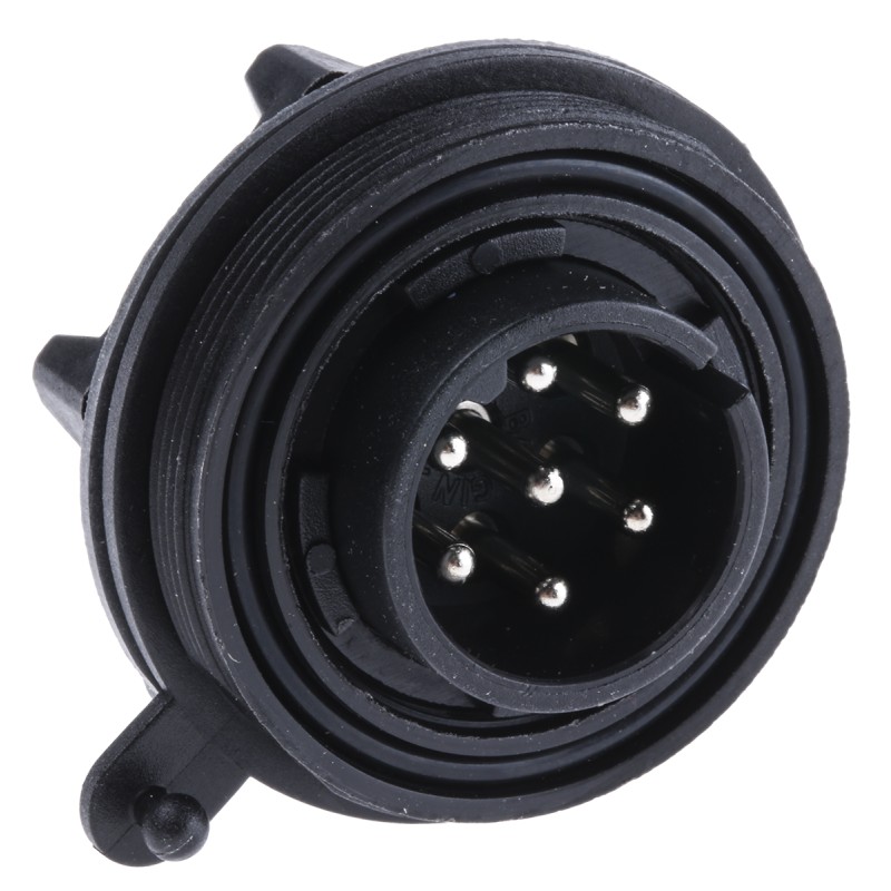 1 pcs - Bulgin Circular Connector, 7 Contacts, Panel Mount, Plug, Male, IP68, Standard Buccaneer Series