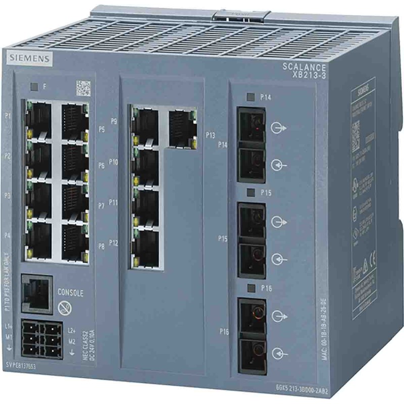 1 pcs - Siemens DIN Rail Mount Ethernet Switch, 13 RJ45 Ports, 10/100Mbit/s Transmission, 24V dc