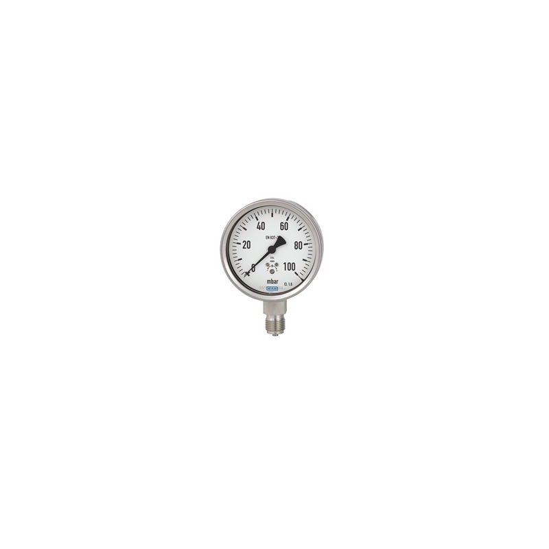 1 pcs - WIKA G 1/2 Analogue Pressure Gauge 400mbar Bottom Entry, 9804773, 0bar min., 632.50
