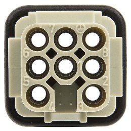 1 pcs - Han D Series Connector Insert, Male, 8 Way, 10A, 250 V