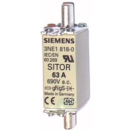 3 pcs - Siemens 63A Centred Tag Fuse, NH000, 690V ac