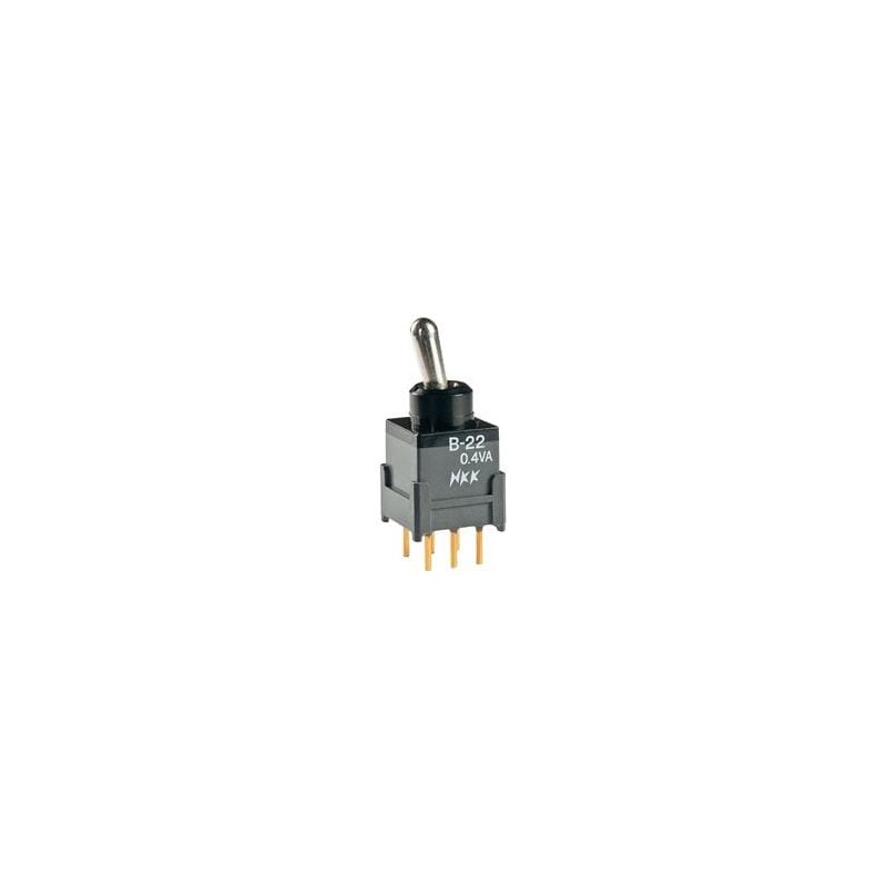 1 pcs : B22JP - Toggle Switches DPDT ON-ON .248 BAT STRAIGHT PC .4VA