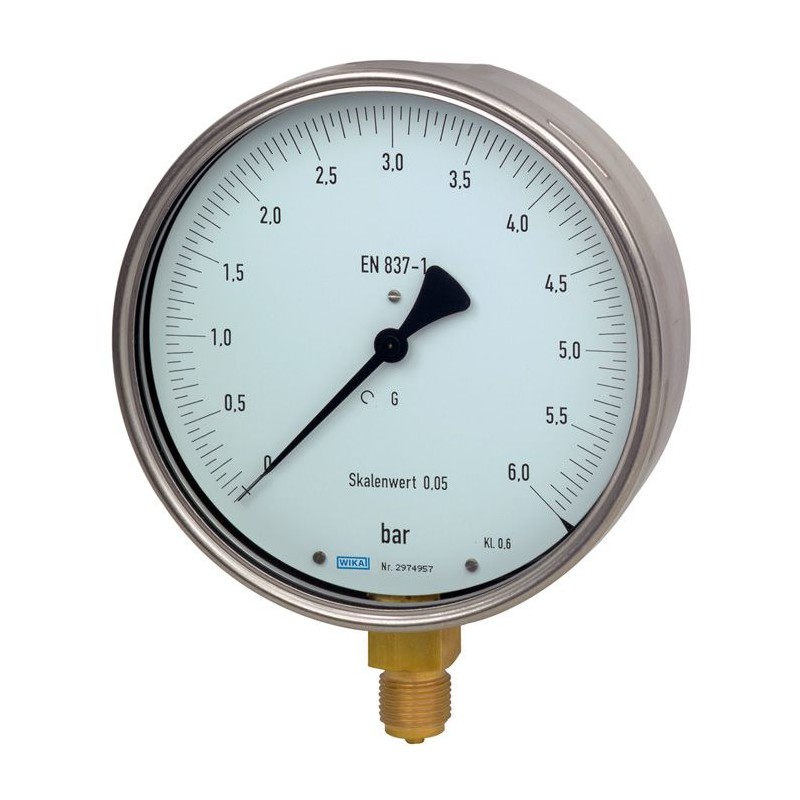 1 pcs - WIKA G 1/2 Analogue Pressure Gauge 10bar Bottom Entry, 9062327, 0bar min., 312.20