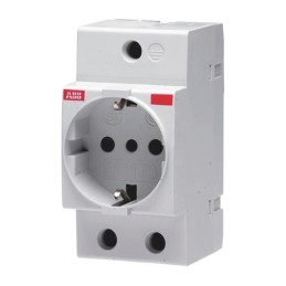 1 pcs - ABB Grey 1 Gang Plug Socket, 16A, Type L - Italian, Indoor Use